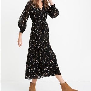 Madewell elastic waist floral midi dress